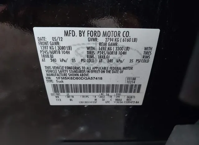 1FM5K8D80DGA57418 2013 2013 Ford Explorer- Xlt 9