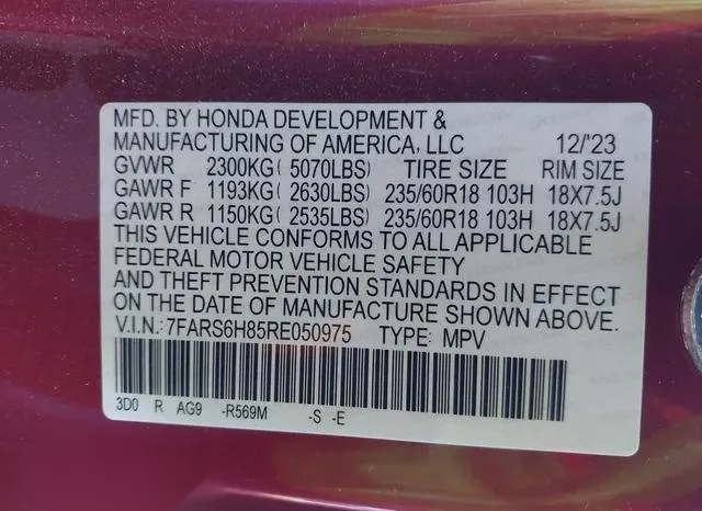 7FARS6H85RE050975 2024 2024 Honda CR-V- Hybrid Sport-L 9