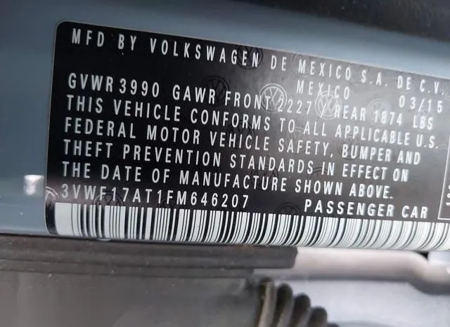 3VWF17AT1FM646207 2015 2015 Volkswagen Beetle- 1-8T Fleet E 9