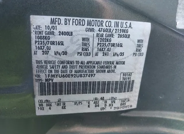 1FMYU60E92UB37497 2002 2002 Ford Explorer- Sport 9