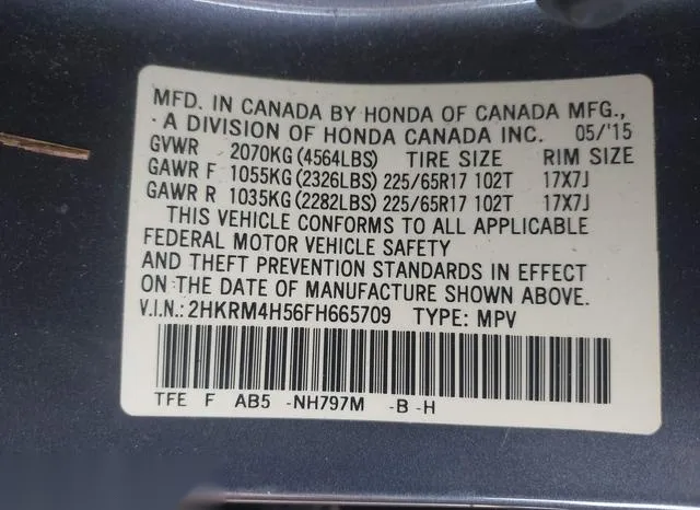 2HKRM4H56FH665709 2015 2015 Honda CR-V- EX 9