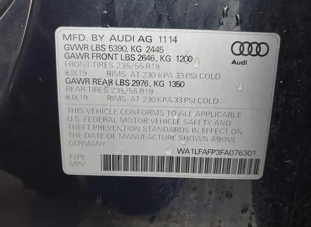 WA1LFAFP3FA076301 2015 2015 Audi Q5- 2-0T Premium 9