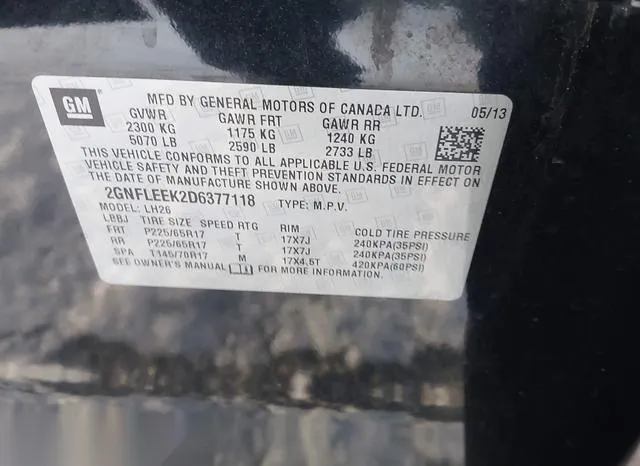 2GNFLEEK2D6377118 2013 2013 Chevrolet Equinox- 1LT 9