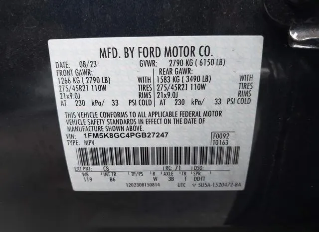 1FM5K8GC4PGB27247 2023 2023 Ford Explorer- ST 9