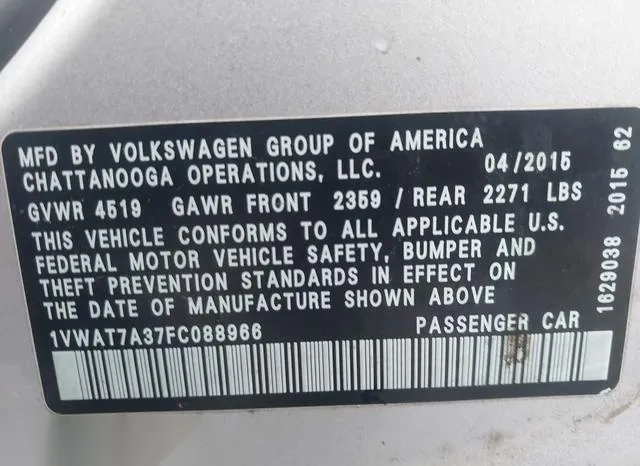 1VWAT7A37FC088966 2015 2015 Volkswagen Passat- 1-8T Limited 9