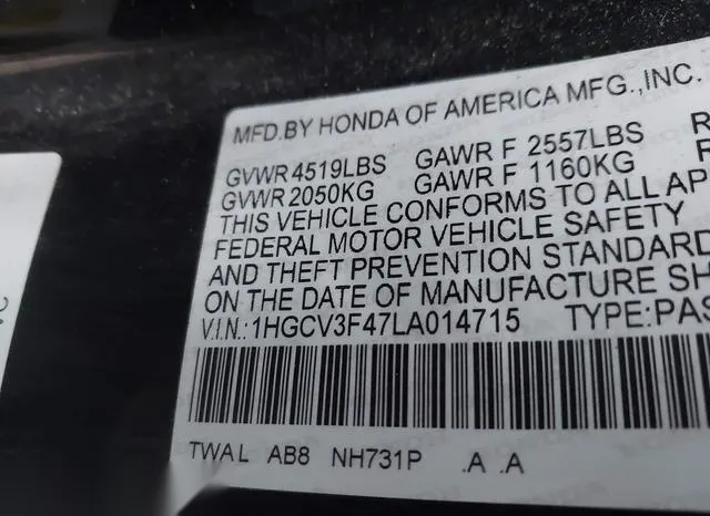 1HGCV3F47LA014715 2020 2020 Honda Accord- Hybrid EX 9