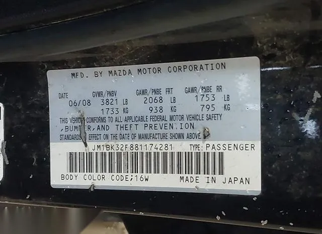 JM1BK32F881174281 2008 2008 Mazda 3- I Touring Value 9