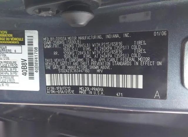 5TDZA23C36S447160 2006 2006 Toyota Sienna- LE 9