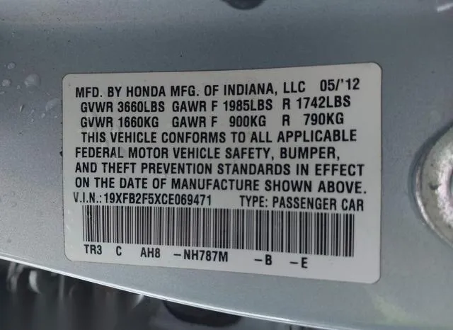 19XFB2F5XCE069471 2012 2012 Honda Civic- Sedan LX 9