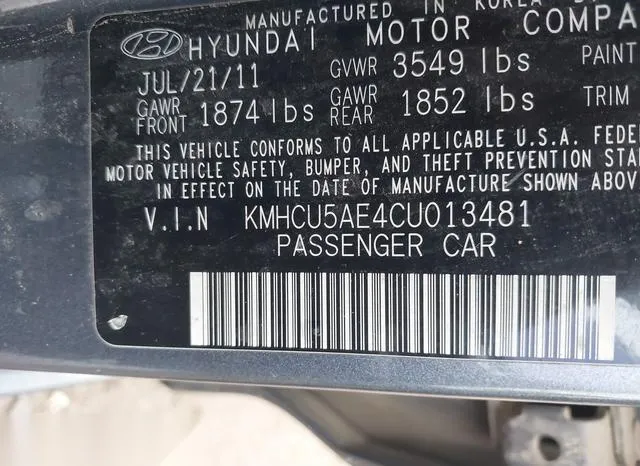 KMHCU5AE4CU013481 2012 2012 Hyundai Accent- SE 9