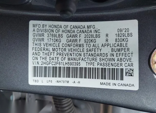 2HGFC2F61LH590395 2020 2020 Honda Civic- LX 9