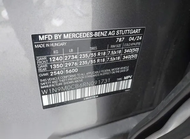 W1N9M0CB6RN091731 2024 2024 Mercedes-Benz Eqb 250 Suv 9