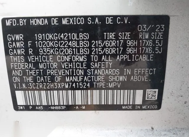 3CZRZ2H3XPM741524 2023 2023 Honda HR-V- Awd Lx 9