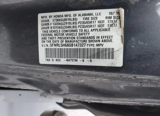 5FNRL5H68GB147327 2016 2016 Honda Odyssey- Ex-L 9