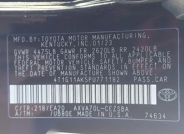 4T1G11AK5PU771182 2023 2023 Toyota Camry- SE 9