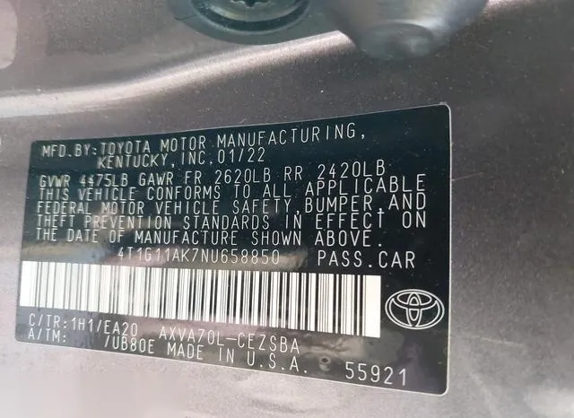 4T1G11AK7NU658850 2022 2022 Toyota Camry- SE 9