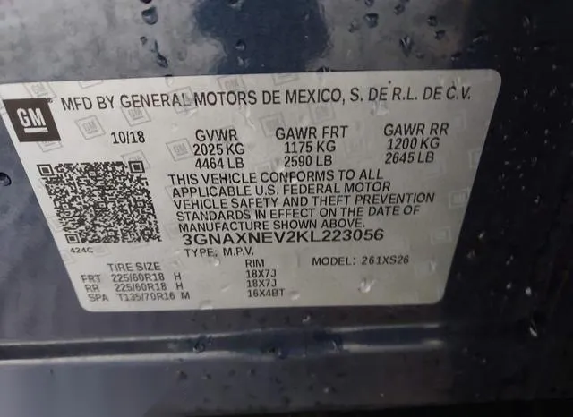 3GNAXNEV2KL223056 2019 2019 Chevrolet Equinox- Premier 9