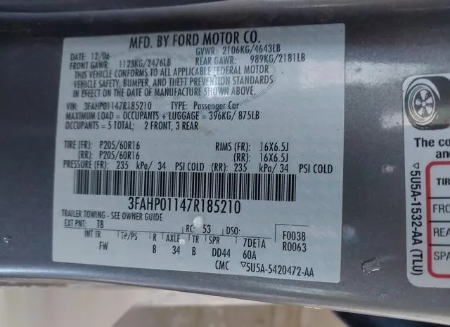 3FAHP01147R185210 2007 2007 Ford Fusion- SE 9