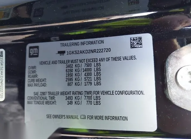 1GKS2AKD2NR222720 2022 2022 GMC Yukon- 4Wd Sle 9