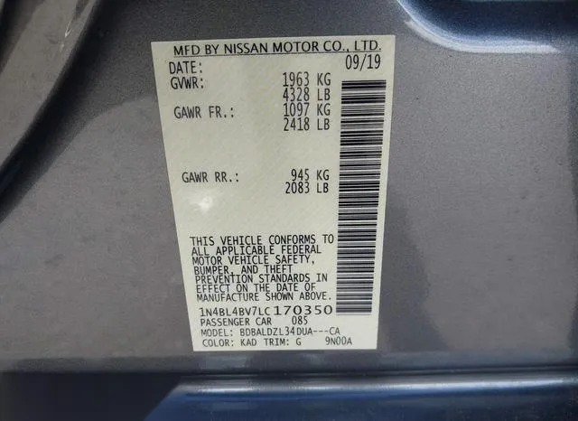 1N4BL4BV7LC170350 2020 2020 Nissan Altima- S Fwd 9