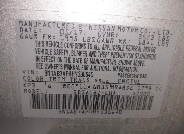 3N1AB7AP4HY338640 2017 2017 Nissan Sentra- S 9