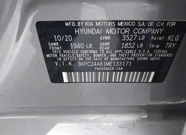 3KPC24A61ME133171 2021 2021 Hyundai Accent- SE 9