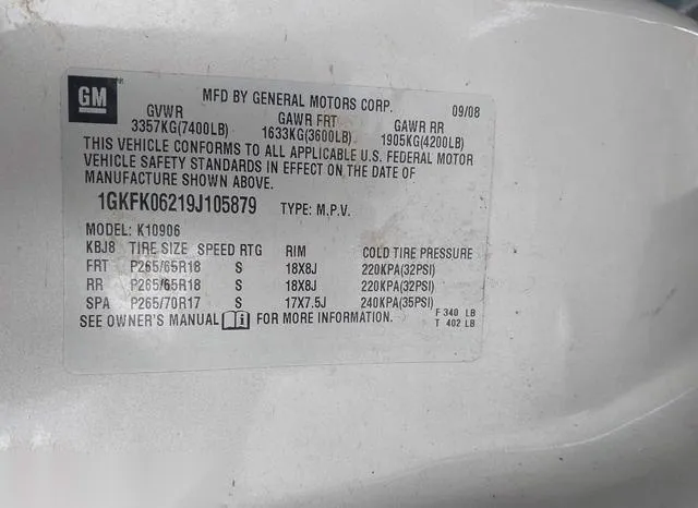 1GKFK06219J105879 2009 2009 GMC Yukon Xl 1500- Denali 9