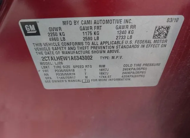 2CTALHEW1A6343002 2010 2010 GMC Terrain- Slt-2 9