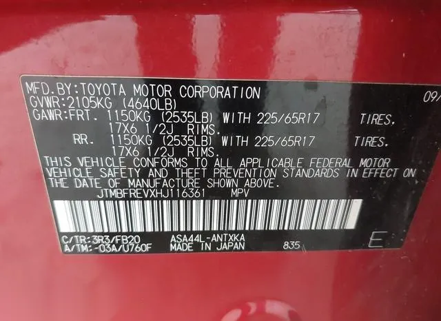 JTMBFREVXHJ116361 2017 2017 Toyota RAV4- LE 9