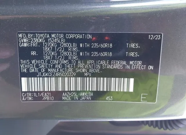 JTJGKCEZ4R5020329 2024 2024 Lexus NX 350H- Premium 9