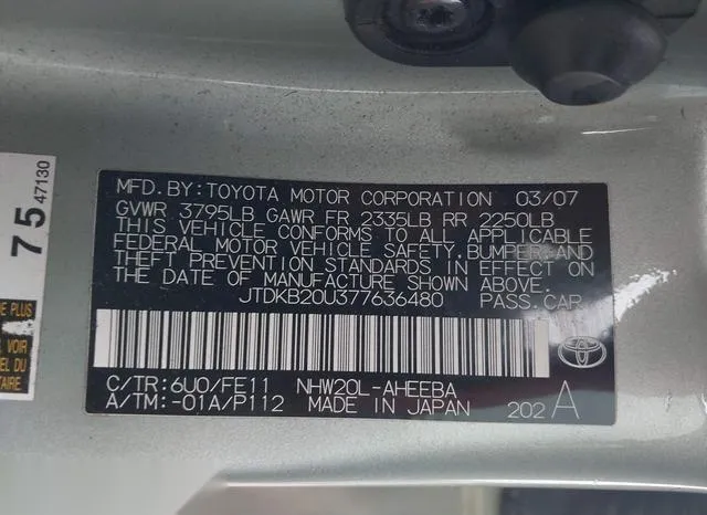 JTDKB20U377636480 2007 2007 Toyota Prius 9