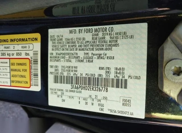 3FA6P0HD2ER326778 2014 2014 Ford Fusion- SE 9