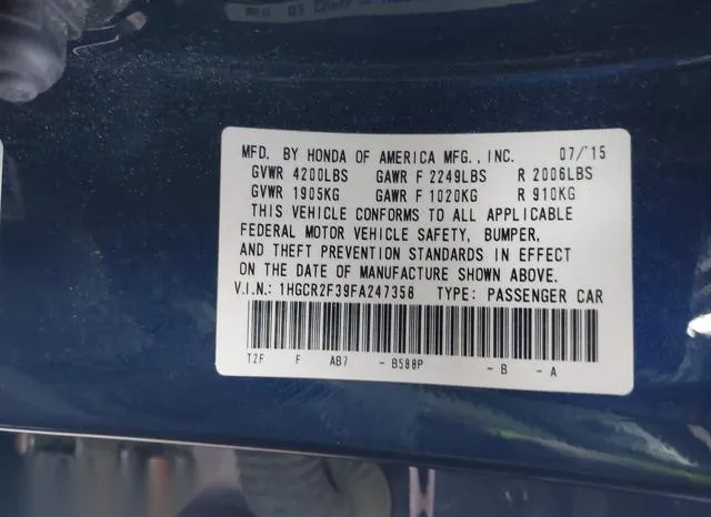 1HGCR2F39FA247358 2015 2015 Honda Accord- LX 9