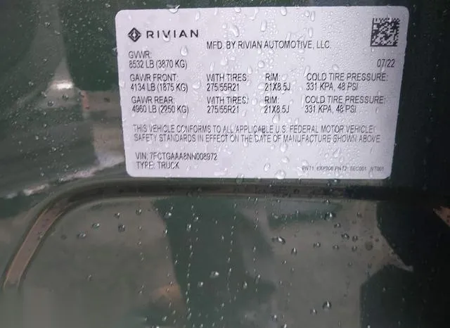 7FCTGAAA8NN008972 2022 2022 Rivian R1T- Adventure 9