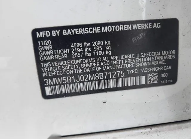 3MW5R1J02M8B71275 2021 2021 BMW 3 Series- 330I 9