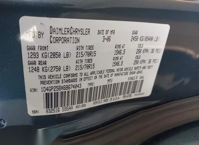 1D4GP25BX6B674043 2006 2006 Dodge Caravan- SE 9