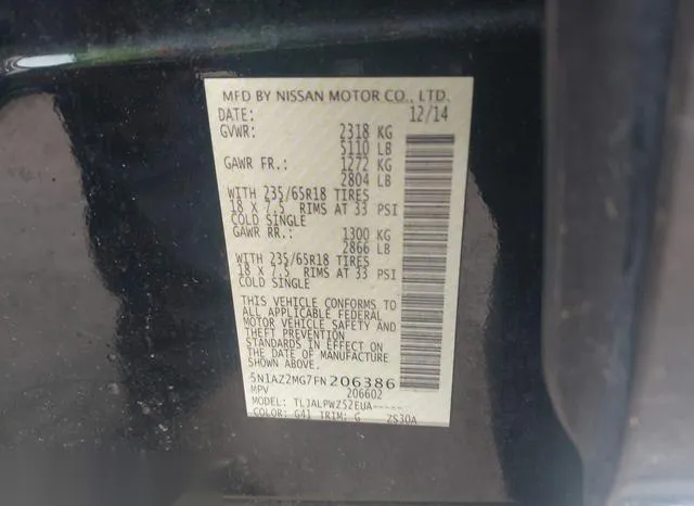 5N1AZ2MG7FN206386 2015 2015 Nissan Murano- S 9