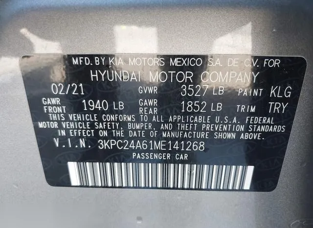 3KPC24A61ME141268 2021 2021 Hyundai Accent- SE 9