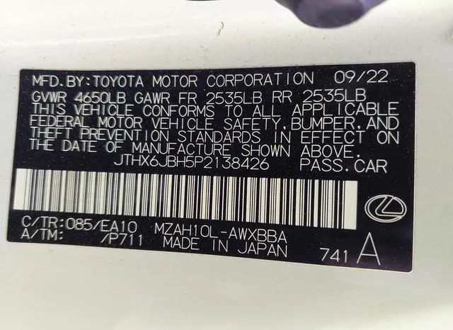 JTHX6JBH5P2138426 2023 2023 Lexus UX 250H 9