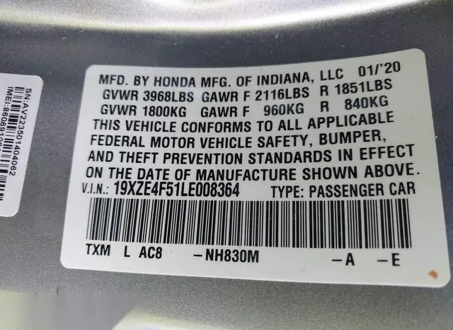 19XZE4F51LE008364 2020 2020 Honda Insight- EX 9