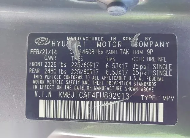 KM8JTCAF4EU892913 2014 2014 Hyundai Tucson- Gls 9