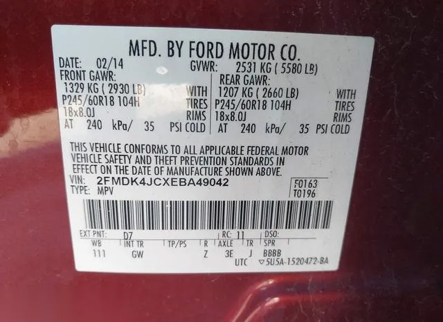 2FMDK4JCXEBA49042 2014 2014 Ford Edge- Sel 9