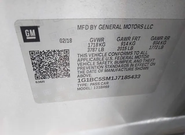 1G1BC5SM1J7185433 2018 2018 Chevrolet Cruze- Ls Auto 9