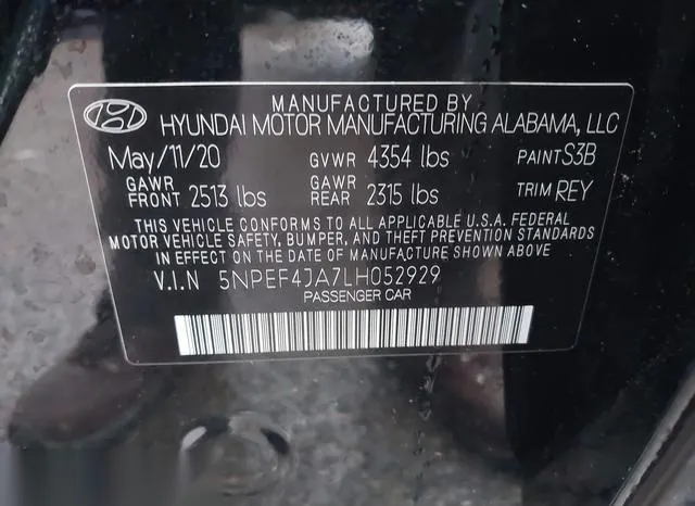 5NPEF4JA7LH052929 2020 2020 Hyundai Sonata- Sel 9