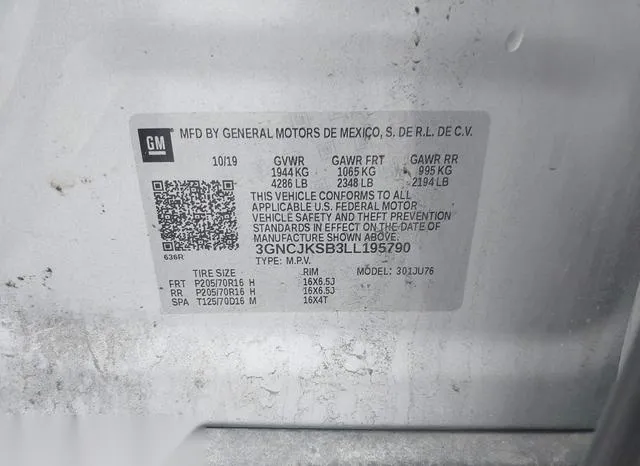 3GNCJKSB3LL195790 2020 2020 Chevrolet Trax- Fwd Ls 9