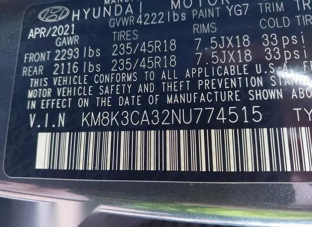 KM8K3CA32NU774515 2022 2022 Hyundai Kona- N Line 9