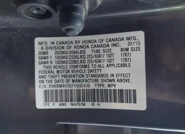 2HKRM4H56FH680436 2015 2015 Honda CR-V- EX 9