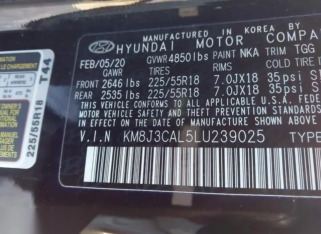 KM8J3CAL5LU239025 2020 2020 Hyundai Tucson- Sel 9