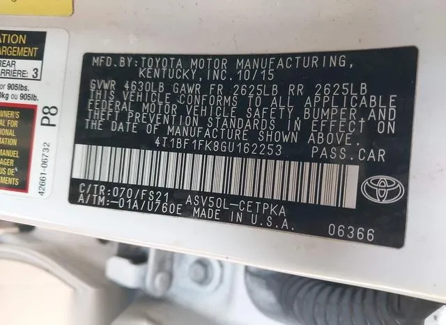 4T1BF1FK8GU162253 2016 2016 Toyota Camry- SE 9