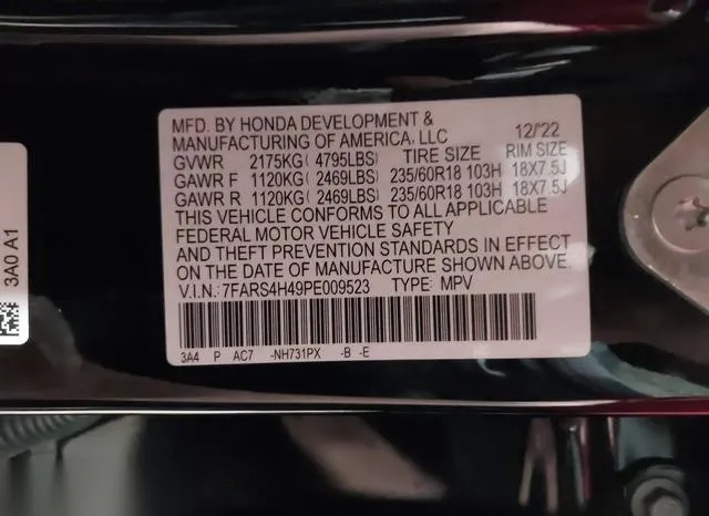 7FARS4H49PE009523 2023 2023 Honda CR-V- Ex Awd 9